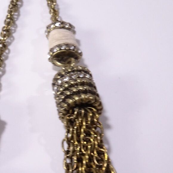 Banana Republic Brass Tassel Enamel Lariat necklace earrings set of 2 NWT 120 - Picture 3 of 10